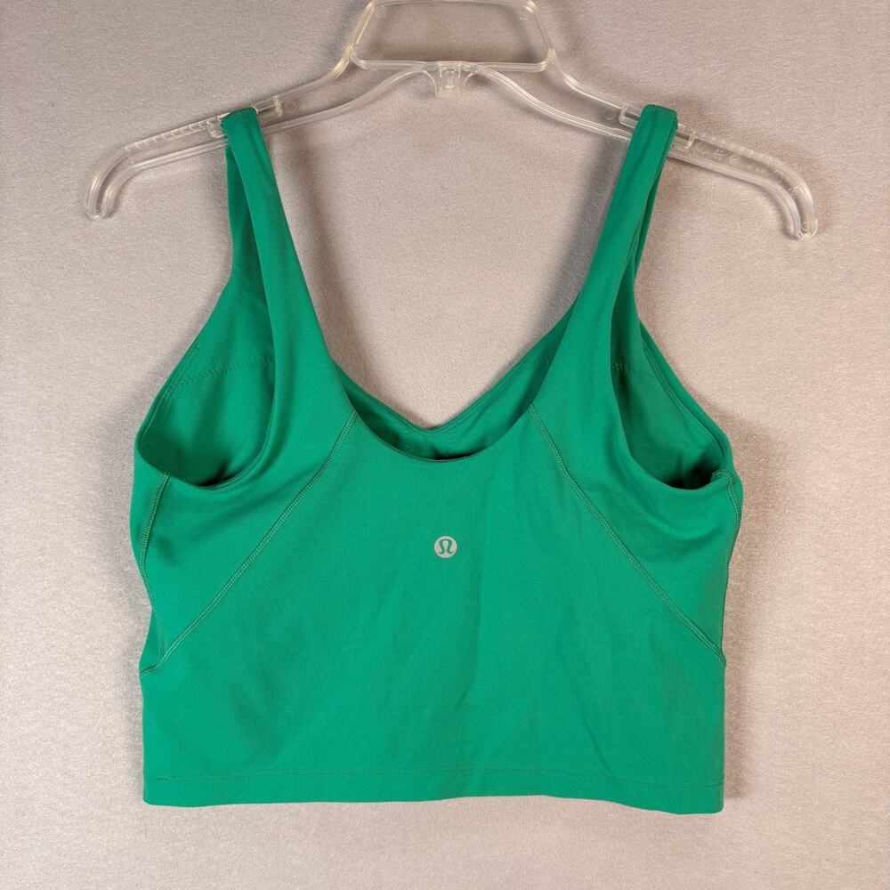 Lululemon Women's Large Green V Neck Cropped Sports Bra Tank Athletic